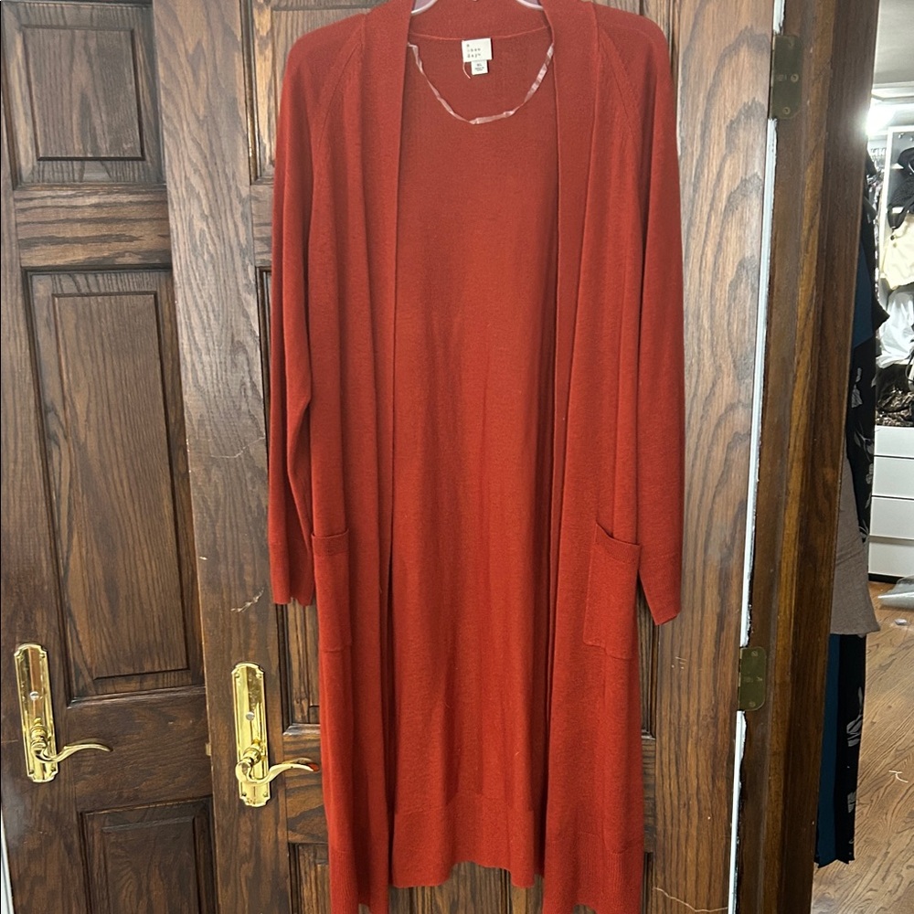 a new day Women's Brick Red Open Front Cardigan